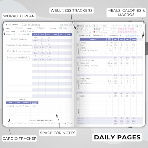 Clever Fox Fitness & Food Journal, Workout Planner, 5.8"x8.3" Grey | Lasts 3 months, undated hardcover exercise & weight loss journal for women, gym, diet, meal tracker, calorie counter book - color: Gray, size: A5 (5.8'' x 8.3'')