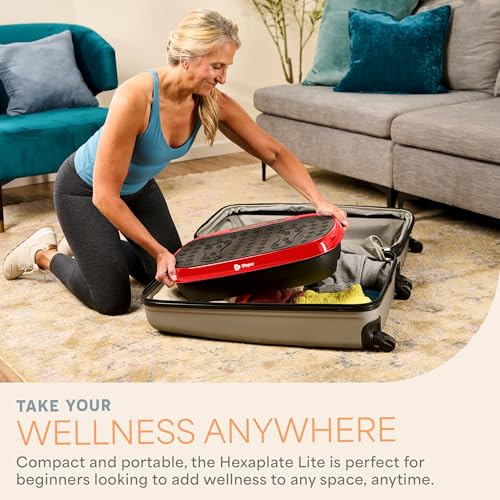 Lifepro HexaPlate Lite Vibration Plate Exercise Machine — Magnetic Acupoints, 99 Speeds & 10 Presets Vibration Platform Machine with Resistance Bands — Vibrating Plate for Lymphatic Drainage & Toning - color: Red