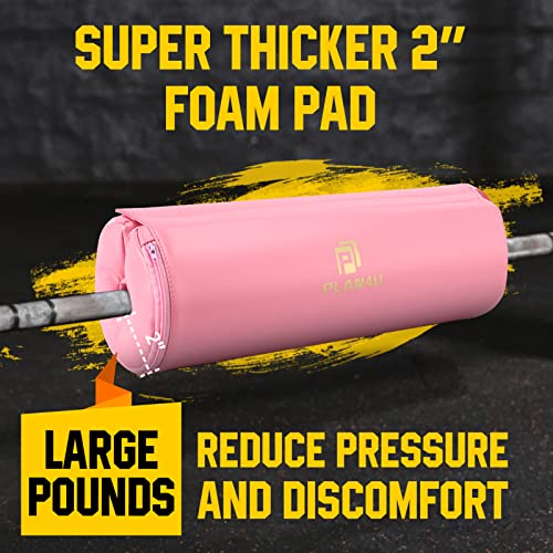 Plan4U Barbell Pad for Bench Press Hip Thrust Weightlifting | Black/Pink, 2 inches Non-Slip Thickness Leather, Squat Foam Pad, Standard Olympic Bars, Powerlifting Bench Workout
