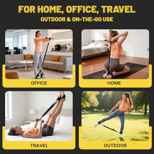 Pedal Resistance Band & Ankle Resistance Bands Set with Door Anchor & Fixed Strap, 20-30-40lbs 3 Resistance Bands for Women, Full Body Abdomen Leg Core Home & Postpartum Workout Fitness Equipment - color: Black