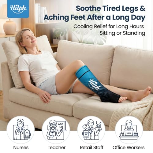 Hilph Full Calf & Foot Ice Pack Wrap, Extended Leg to Foot Ice Sleeve | Flexible Gel Ice Calf Compression Sleeve, Lower Leg Ice Pack, Pain Relief for Shin Splints, Swelling, Muscle Running Recovery