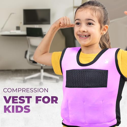 Weighted Sensory Compression Vest for Kids – Adjustable Calming Vest with Removable Weights – Purple - size: Medium