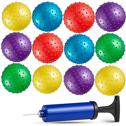 Bedwina Mini Knobby Balls - Bulk 5 Inch Sensory Balls and Spiky Massage Stress Balls with Pump, Fun Bouncy Ball Party Favors - style: 36-Pcs
