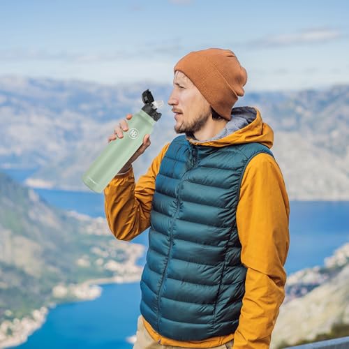 Han's Bottle Sports Water Bottle - 32 Oz, Straw Lid, Leak Proof, Vacuum Insulated Stainless Steel, Double Walled, Thermo Mug,Pine Green - color: Pine Green, size: 32 Ounces