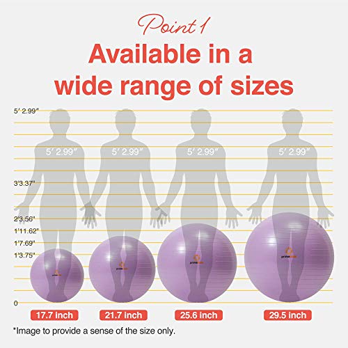 Primasole Exercise Ball for Balance Stability Fitness Workout Yoga Pilates at Home Office & Gym Birthing Ball for Pregnancy, Office Ball Chair - color: Nail Pink, size: 65 cm