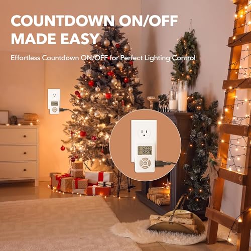 BN-LINK Digital Outlet Timer with Interval Repeat Cycle & Countdown On/Off | Multifuncitonal 24h Programmable Outlet Timers for Electrical Outlet, 3 Prong Plug-in Outlet, 125V/15A/1875W, ETL Listed - color: 3-prong Outlet(side)