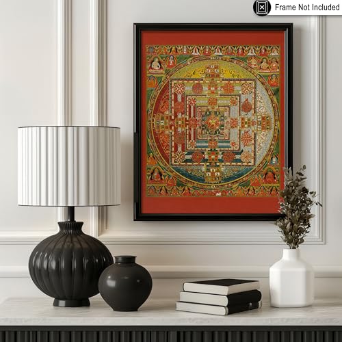 Poster Master Vintage Kalachakra Mandala Poster - Retro Wheel of Time Print - Buddhism Art - Tibetan Art - Gift for Men, Women - Decor for Spa, Yoga Studio, Meditation Room - 11x14 UNFRAMED Wall Art - color: Style-05, size: 11"L x 14"W