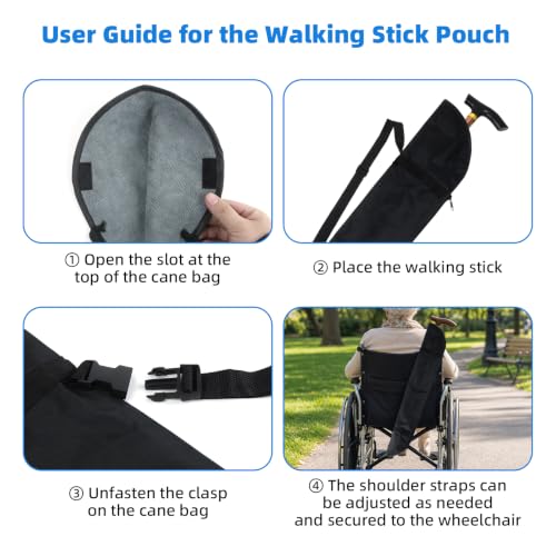 Cane Holder for Walker & Scooter, Waterproof Cane Storage Bag (33.5 x 5.9") | Absorbent Terry Lining, Adjustable Strap, Holds Canes/Umbrellas Up to 33.5", Durable Oxford Shell with Quick-Dry, Easy-Clean - size: 33.5" x 5.9"