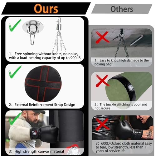 4FT Hanging Punching Bag for Adults, Unfilled Canvas Heavy Boxing Bag Set with 12oz Boxing Gloves Hand Wraps, Jump Rope, Reflex Ball for MMA Kickboxing Muay Thai Training Home - style: Oxford Bag