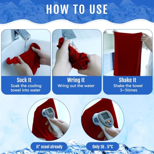 Hosuly 30 Pack Cooling Towels, 40"x12" Ice Breathable Soft Chilly Sweat Rag Microfiber Workout Rags for Gym Cooling Towels for Neck and Face for Yoga Golf Sport Running - color: Dark Blue, Red