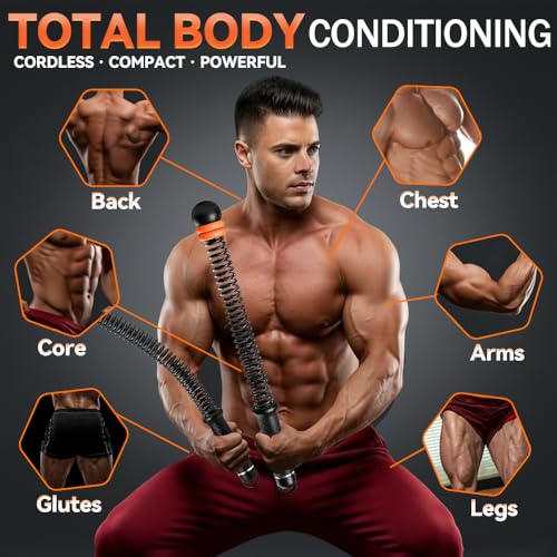 Cordless Battle Ropes Adjustable Trainer, Ropeless Weighted Portable Exercise Equipment for Home Gym Workouts, Compact Arm Strength for Men Women, Heavy Flex Rope Stick Fitness Gift - style: Black