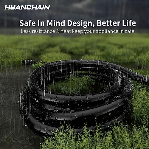 HUANCHAIN Black Outdoor Extension Cord 75 FT Waterproof, Flexible 16/3 Gauge Power Cord Extension 3 Prong 10A 1250W SJTW ETL Listed - color: Black with Hook, size: 75FT, style: 16/3 Extension Cord