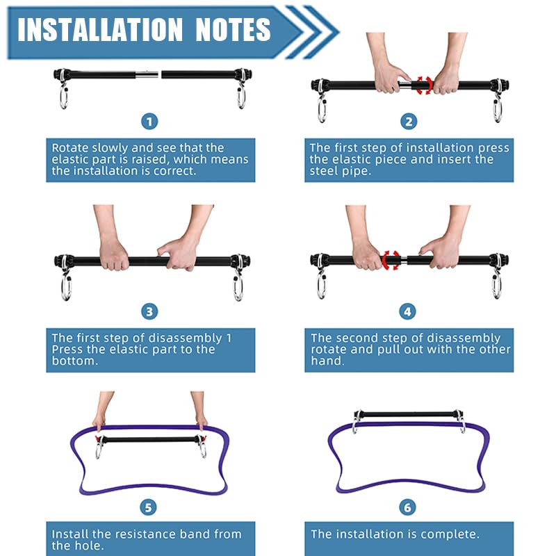 Resistance Band Bar, Portable 43 Inch Pilates Bar with Resistance Bands Home Gym Workouts Stick Squat Yoga Pilates Flexbands Kit for Full Body Shaping - color: 43 Inch Resistance Band Bar
