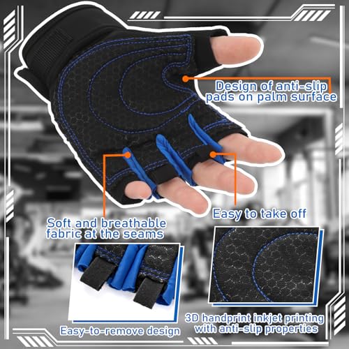 Fourluoo 3 Pairs Weight Lifting Gloves for Men Women, Gym Workout Gloves with Full Palm Protection, Breathable Anti-Slip Fitness Glove for Training, Cycling, Pull-ups, Medium - style: Cool Style