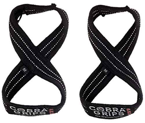Deadlift Straps Figure 8 Loop Lifting Straps The #1 Choice for Power Lifters weightlifters workout Enthusiasts - color: Black with White Strips, size: 80 cm 8.0"+ And Up Wrist Circumference