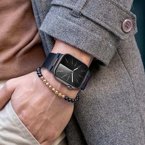 Milanese Loop Compatible with Apple Watch Ultra 3/2/1 Band 49mm 46mm 45mm 44mm 42mm, Magnetic Stainless Steel Strap Bands for iWatch Ultra SE 3/2/1 Series 11 10 9 8 7 6 5 4 3 2 Men, Dark Blue - color: Dark Blue
