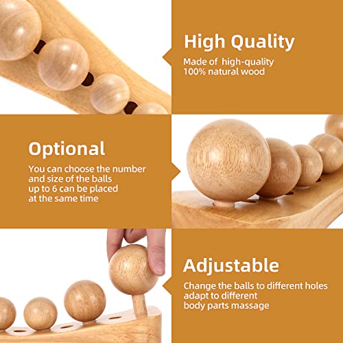 Psoas Release Tool,Neck Back Psoas Hip Hook Stretcher,Wood Therapy Massage Tools,with Adjustable 6 Massage Heads - color: Nature Color
