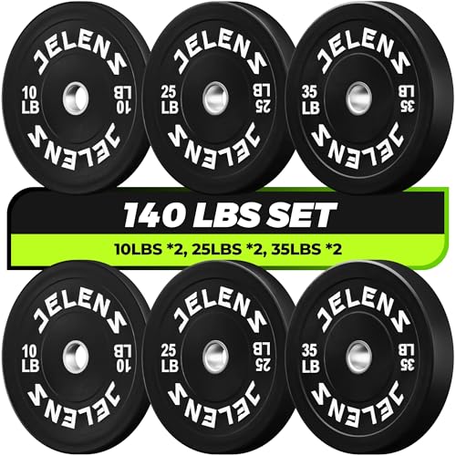 JELENS 7FT Bar Olympic Barbell, 1000lb Capacity Weight Bar for Strength Training, 2 Inch Strength Training Bar With Knurled Grip for Squats, Deadlifts, Presses, Rows, Curls - size: 7FT Olympic Barbell with 140 LB Black Plates