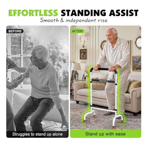 Stand Assist for Chair & Couch - Adjustable Standing Aid with Wide Base, Standing Up Canes for Toilet;Supports 600lbs, Mobility Tool for Elderly & Post-Surgery Recovery (Knee/Hip) | Stable wide base. Compact for tight spaces. Adjustable height. Supports 6