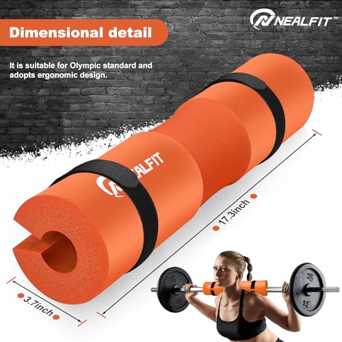 NEALFIT Barbell Pad Squat Pad for Squats—Squat Bar Pad—Great for Weightlifting,Lunges and Hip Thrusts—Foam Sponge Pad—Fit Standard and Olympic Bars Perfectly - color: Orange