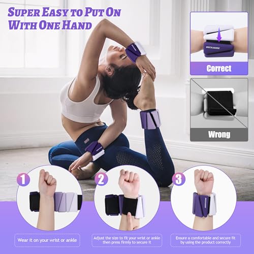 BECOJADDE Ankle Weights for Women Wrist Weights Set of 2 (1 lb/2 lb Each) Adjustable Arm Leg Weight for Womens Men Suitable for Walking Swimming Running Pilates Yoga Gym - color: Gradient Purple, size: 4lb Pair (2lb Each)
