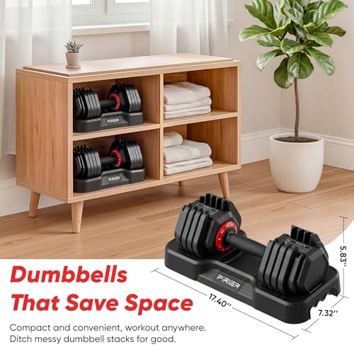 PIRIER Adjustable Dumbbell Set 25/50LB Dumbbells Weight, 10-in-1/18-in-1 Weight Dumbbell with Anti-Slip Metal Handle and Bicep Supports for Comprehensive Full Body Strength Training - color: Black-25LB-Pair