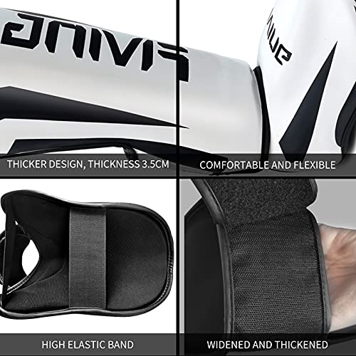 MMA Martial Arts Shin Guards – Padded, Adjustable Muay Thai Leg Guards with Instep Protection for Kickboxing/MMA Training and Sparring – Professional MMA Equipment - color: White, size: Medium