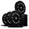 REP Fitness Rubber Bumper Plates, 5Lb to 370 lb Set Pairs, Olympic Standard Weights, Shock Absorbing Low Bounce Design, For Home Gyms, Fitness Centers, Strength Workouts, Barbell Use - style: 370 LB Set