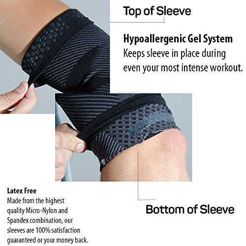 OS1st ES6 Elbow Compression Bracing Sleeve (One Sleeve) relieves Tennis or Golfer's Elbow, Cubital Tunnel Syndrome, Supports Damaged Tendons and Controls Forearm Pain (Medium, Black) - color: Black, size: Medium