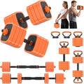 Rendpas Adjustable Dumbbell Set of 2 with Connector, 45/65/85 lbs Free Weights, 4-in-1 Barbell Kettlebell Push Up Stand Home Gym for Men Women - color: 85LB-orange