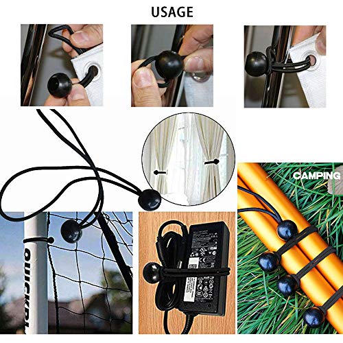 AOPRIE 30 Pack Bungee Balls 9Inches Black Ball Bungee Heavy Duty Heavyweight Tarp Bungee Cords, Weather Resistant Tie Down Strap 4mm Thickness - for Camping, Tents, Cargo, Holding Wire and Hoses - size: 9 In Balls