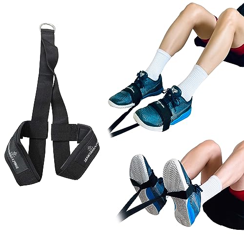Hip Flexor Training Strap | for Knees Over Toes Workout Cable Machine Attachment | Reverse Squat Strap | Foot Strap
