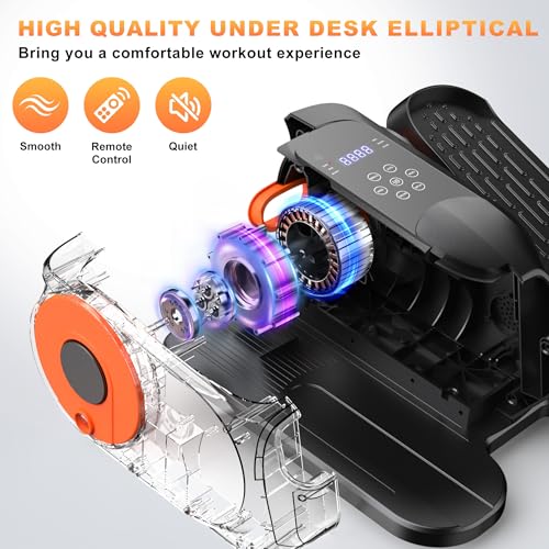 Mini Under Desk Elliptical Low Impact Electric Leg Exerciser As Seen on TV While Sitting for Seniors with Non-Slip Mat Quiet & Portable for Home and Office