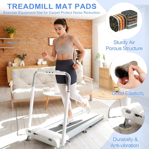 PATIKIL 8 Pcs Treadmill Mat Pads, 4x4x0.6 High Density Foam Anti Vibration Pad Sound Proof Floor Mat Exercise Equipment Mat for Carpet Protect Noise Reduction Home Gym, Yellow - color: Yellow, size: 4x4x0.6"