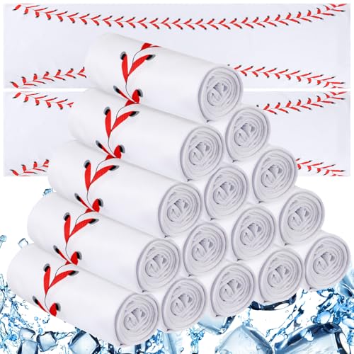 18 Counts Cooling Towels, Softball Towel Breathable Chilly Ice Towels, 40"x12" Cooling Towel for Baseball Team Coach Gift Training, Cold Sweat Rag for Sport (White, Baseball) - color: White, style: Baseball