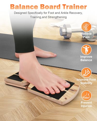 Ankle Strengthener & Single Leg Balance Board, Foot Strengthener for Plantar Fasciitis & Achilles Tendonitis, Physical Therapy, Sprain Recovery & Arch Support - color: Black