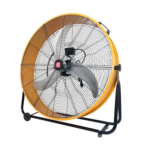 30" Industrial Drum Fan - Adjustable Floor Fan with14000 CFM High Velocity 3-Speed, Portable Air Mover for Warehouse, Garage, Workshop, Farm & Gym Ventilation