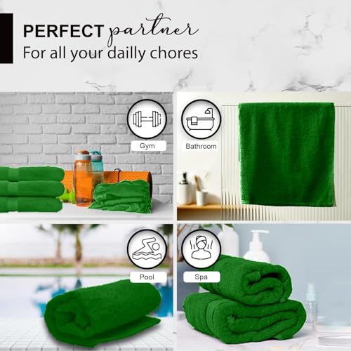 KAHAF COLLECTION 100% Cotton Bath Towels, 24x48 Pack of 6 Towels, Quick Dry, Highly Absorbent, Soft Feel Towel, Gym, Spa, Bathroom, Shower, Pool, Luxury Soft Towels (Dark Green, 24x48-6 Pack) - color: Dark Green, size: 24x48 - 6 Pack