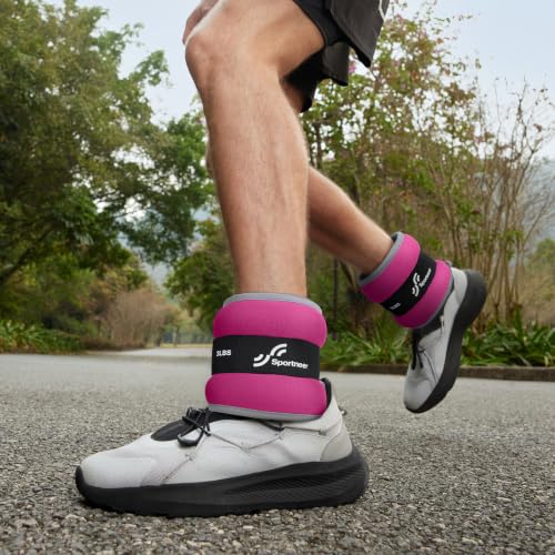 Sportneer Ankle Weights Wrist Weights Pair of 1/2/4/6/10 LBS for Men Women Kids Strength Training Wrist and Ankle Weights Set with Reflective Strips for Dancing Running Walking Fitness Workout Gym - color: Pink, size: 3 lbs x 2