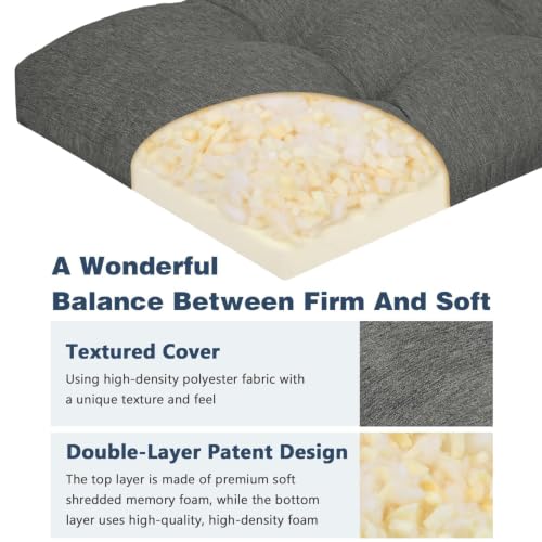 baibu 36 Inch Memory Foam Bench Cushion, Dual-Layer Patent Design Non-Slip Indoor Bench Cushion with Ties, 36x15x3Inch, Dark Grey - color: Dark Grey, size: 36x15x3 Inch (Pack of 1)