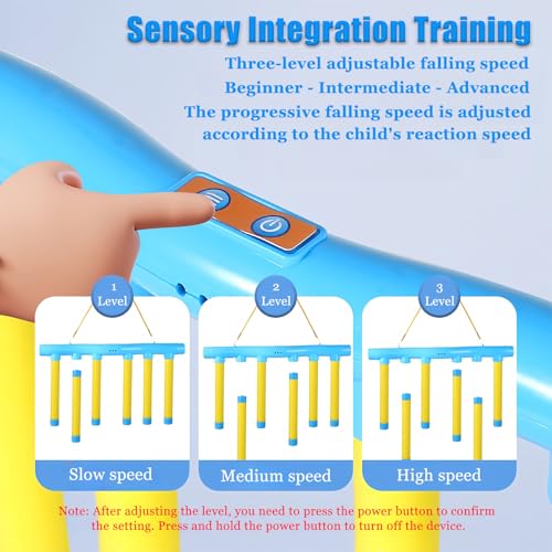 Shelprojsu Reflex Drop Sticks Challenge Game, 3 Adjustable Catching Falling Sticks Game, Hand Eye Coordination Training Game, Reaction Time Training Hand Speed Challenge Game - color: Blue