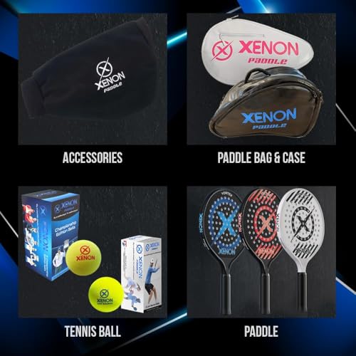 Vector Spin Max Version 2 Platform Tennis Paddle by Xenon Paddle, Oversize Head, Even Balance Point, Medium Firmness Foam Core, Power and Control, 4.25” Grip