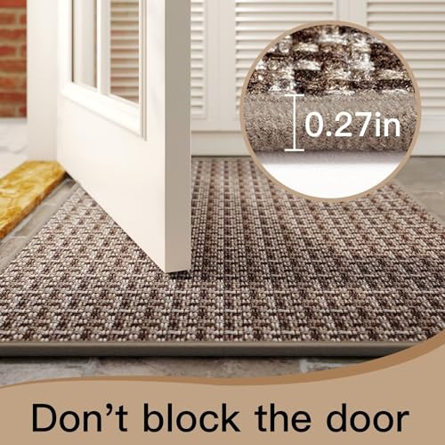 YDKGL Door Mat 31x47, Dirt Resistant and Absorbent, Non-Slip Rubber Backing Floor Mats, Easy Clean Low-Profile Doormat for Entryway, Front Door, Inside Entrance Brown - color: A- Brown, size: 31"x47"