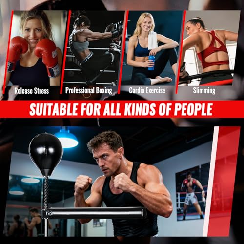 INNOLIFE Adjustable Freestanding Boxing Bag for Adults, Cobra Bag Punching Trainer with Speed Bag Stand, Boxing Equipment for Home Gym Training, Black