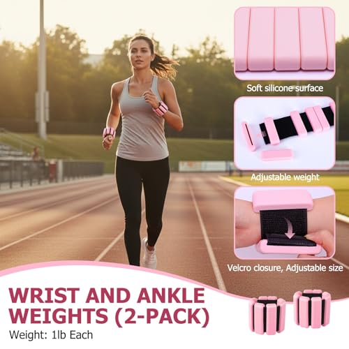All-in-One Home Workout Kit for Women–Pilates Kit with Ankle Weights, Magic Circle 12 inch, Resistance Bands, Mini Pilates Ball, Carry Bag – Beginner Pilates Gift Set for Mother's Day, Birthday