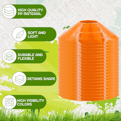 60/30 Pack Soccer Training Cones - Agility Cones with Carry Bag, Sturdy Disc Cones for Sports Training, Soccer, Football, Basketball, Indoor Outdoor Sports, Festive Events, Field Cone Markers - color: Orange- 30 Pack