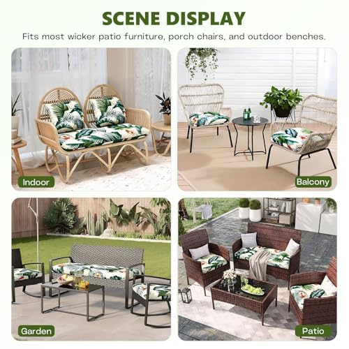 Wicker Chair Cushions Set, 2 U-Shaped Cushions & 1 Loveseat, Waterproof Outdoor Loveseat Cushion for Patio Furniture, Settee Bench Pad All Weather,Hawaiian - color: Hawaiian