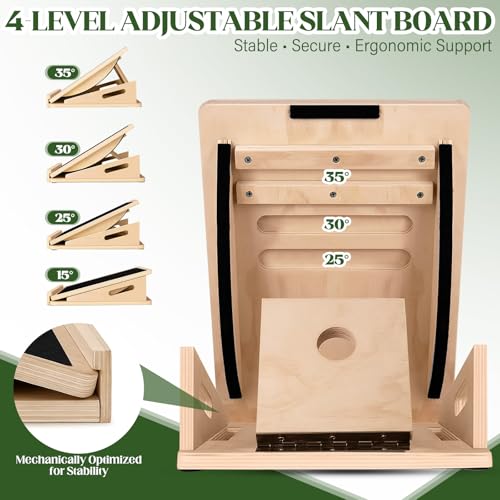 Slant Board 2-in-1 Calf Stretcher for Squats, Balance Board 500 LB | Metal-reinforced wood holds up to 500 lb, no wobble or collapse. 4 incline angles from 15° to 35° for calf, ankle and squats.
