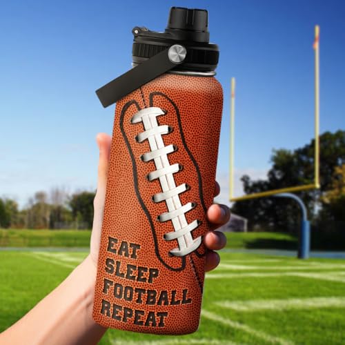 SANDJEST Football Water Bottle 32oz Insulated Stainless Steel Sports Bottle - Football Fans - color: Football 2