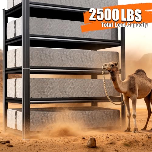 Garage Shelving-2050 lbs 5 Tier Storage Shelves,Adjustable Heavy Duty Metal Shelving Unit and Storage Large Rack,Utility Steel Shelf for Warehouse Industrial Pantry Basement Organizers 71"x46"x20" - size: Metal/46"Wx20"Dx71"H